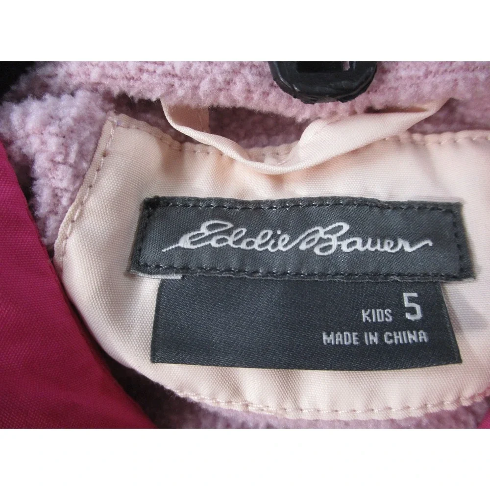 Eddie Bauer Kids Pink Cream Colorblock Hooded Fleece Lined Jacket Size 5